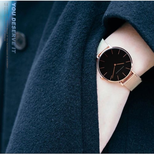 Hannah Martin Women's Analog Waterproof Watch ZJ0001, Cute and Simple, Made in Japan Movement, Stylish and Popular Gift (Rose Gold)