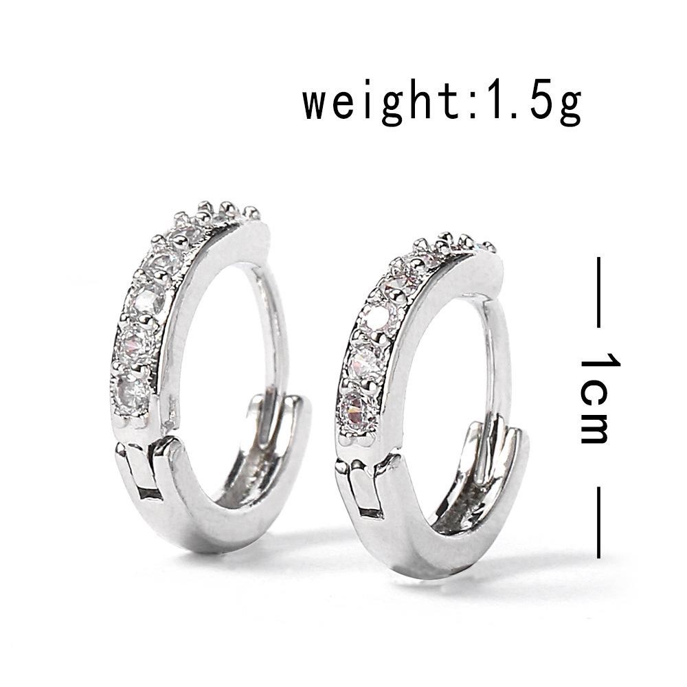 Einreihige Diamantohrringe im koreanischen Stil, vielseitig, mit Ohrclips - Europäischer und amerikanischer Silberschmuck