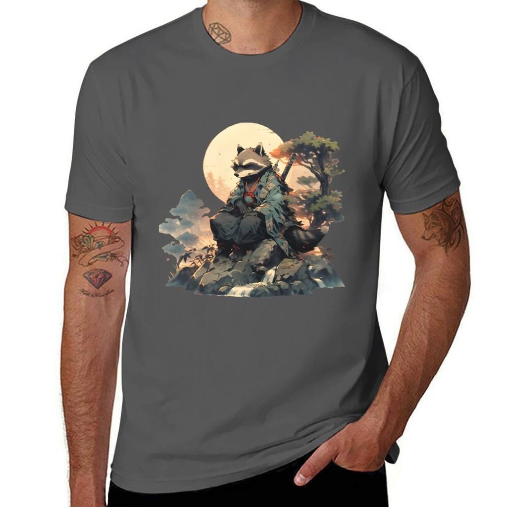 Japanese Raccoon TShirt Lightweight Print TShirt