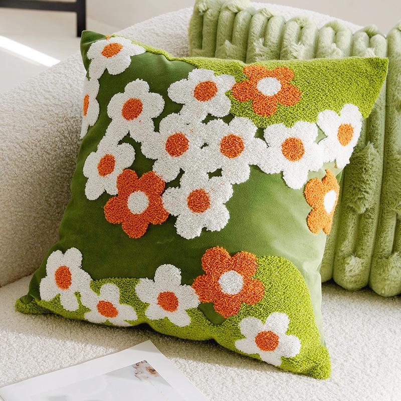 

1pc, Daisy Floral Embroidered Throw Pillow Cover Cushion Pillow Case For Sofa Living Room, Home Decor Room Decor, Without Pillow Insert 1pc 45X45 without core