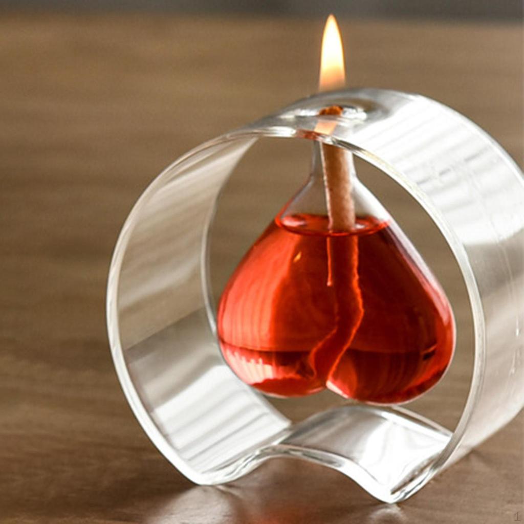Transparent Glass Oil Lamp for Bedroom Festival Party House Warming Gift Heart