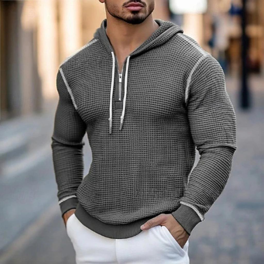 Men's Casual Fashion Sweatshirt Men's Drawstring Half Zip Hoodie
