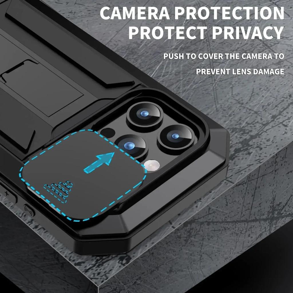 Heavy Duty Rugged Metal Case for IPhone, Case for IPhone 16 13 15 14 Pro Max, Screw Military Shockproof Cover with Screen Ca