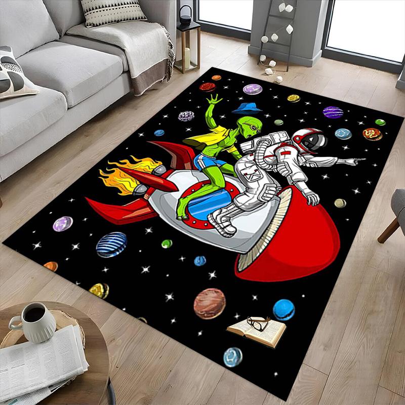 1PC space adventure astronaut alien Anti-slip carpet, suitable for Office, bedroomand playrooms. It can also be used as a sofa footrest cover-W63