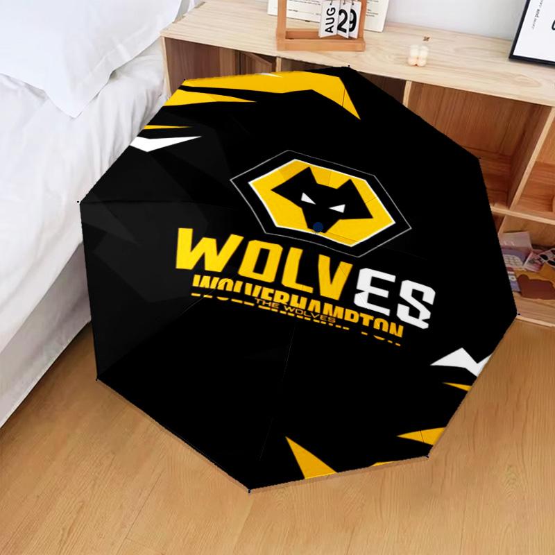1PC Wolves Football Club Emblem Printed Umbrella Folding umbrella, automatic umbrella 8-Frame for Travel, camping Fan gifts Christmas Gifts
