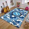 Navy Blue Waves with "N" Emblem Patterned Carpet, Non Slip Mat Suitable for Living Room and Bedroom Sofas