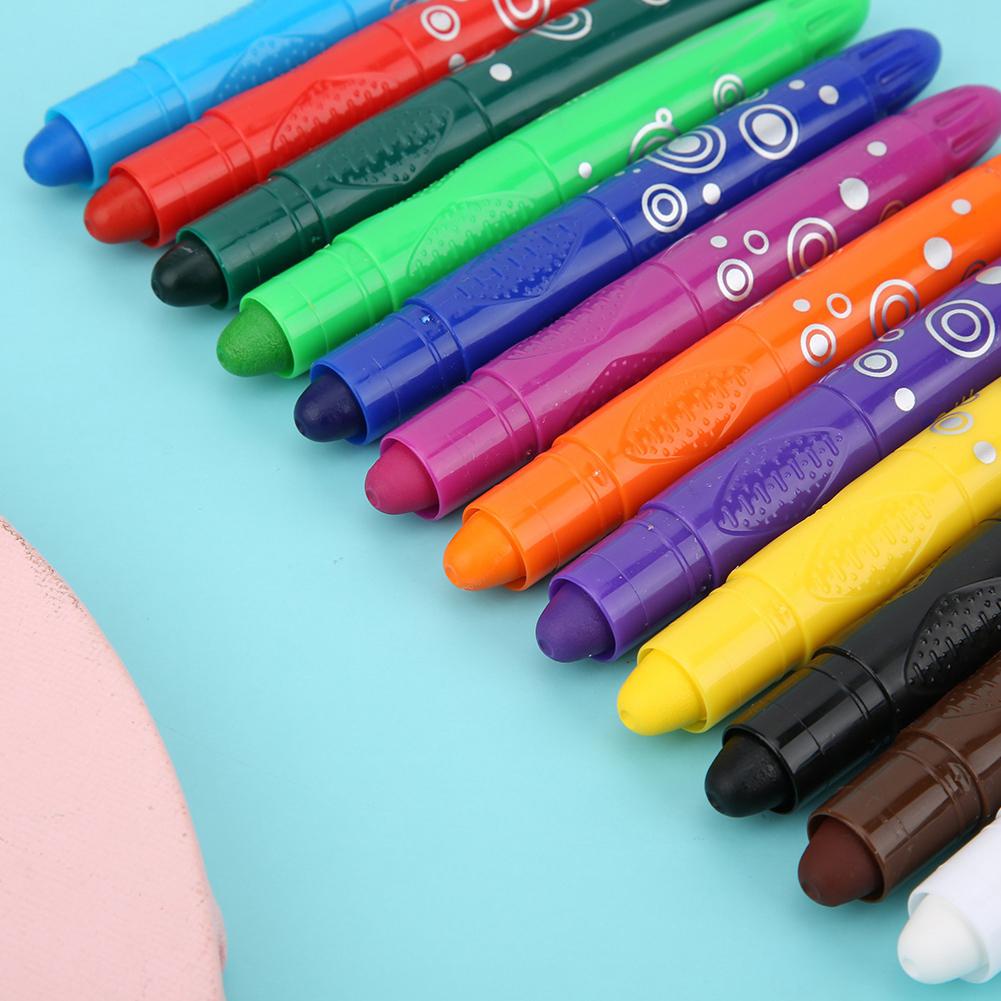 Oil Painting Stick Water-Soluble Rotating Drawing Pen Tool Stationery Art Supplies(12 Colors )