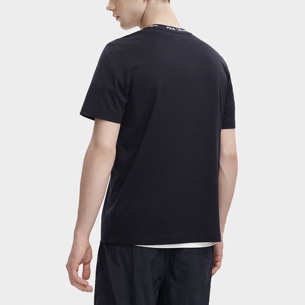 Fila X ETUDES American Vintage Letter Print Crew Neck Short Sleeve T-Shirt Men Tops Legendary-Blue F11M326104FNV