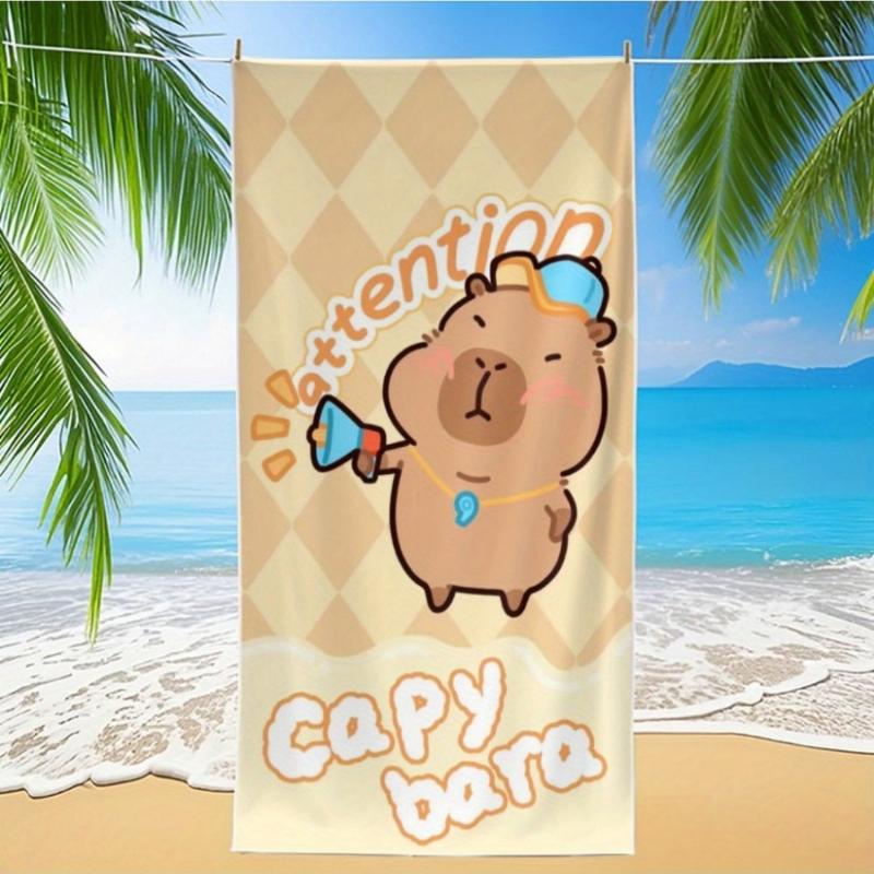 

1pc Cartoon Otter Pattern High-Definition Digital Print Beach Towel, Modern Style, Microfiber, Highly Absorbent, Multi-Purpose W30*H60(CM)