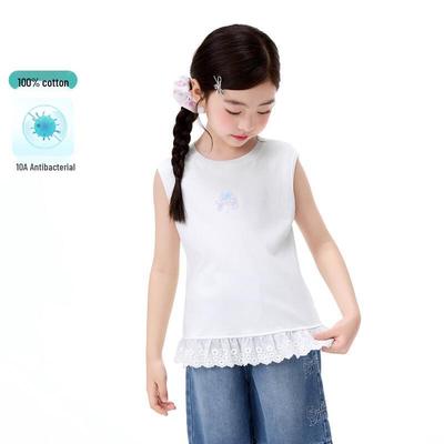 Girls' Sleeveless Sequin Butterfly Cotton T-Shirt
