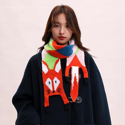 Girls Wool Fox Scarf Cartoon Warm Imitation Cashmere Cute Scarf Versatile High-end Hat