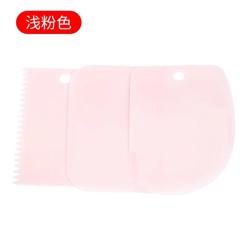 

Creative Fashion 3Pcs Baking Pastry Tool Plastic Dough Knife Frosting Fudge Scraper Decoration Ordinary Smooth Serrated Edge Scr рожевий