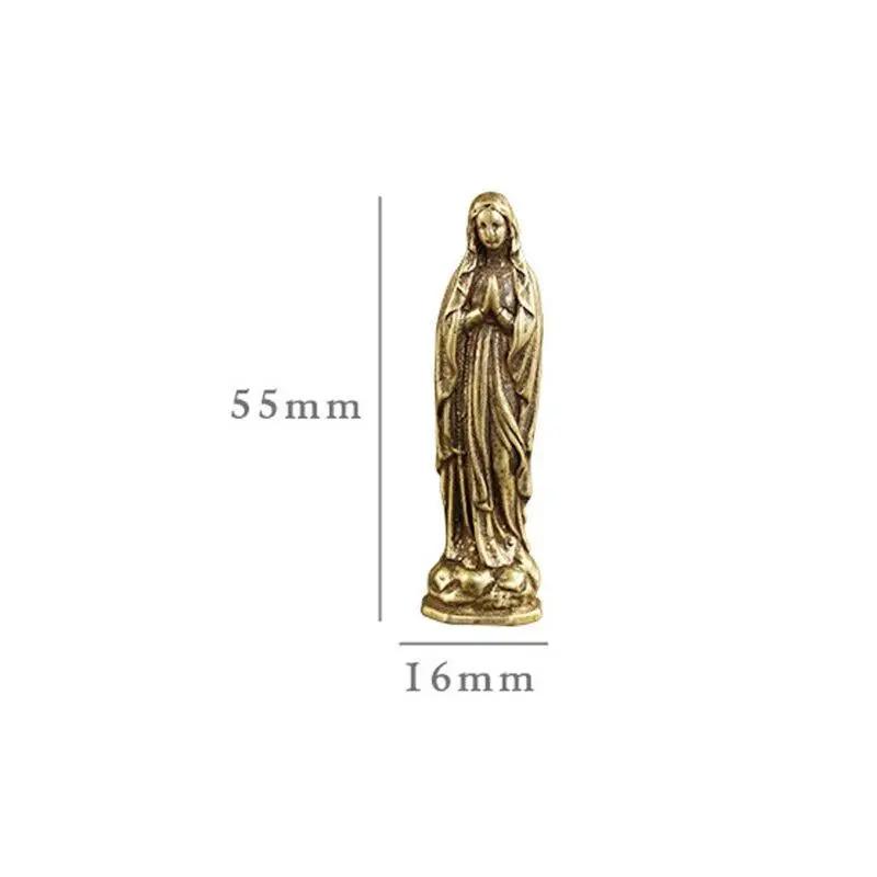 Pure Copper Vintage Blessed Virgin Mary Figurines Key Chains Pendants Brass Holy Mother Religion living room decoration