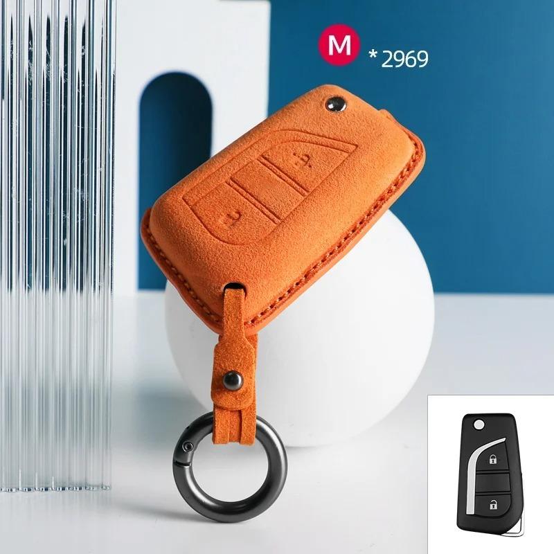 2 4 Button Suede Car Key Case Cover Protect Shell Skin F For Toyota Corolla Rav4 C-Hr Yaris Aygo Avensis Scion Vitz Flip Key