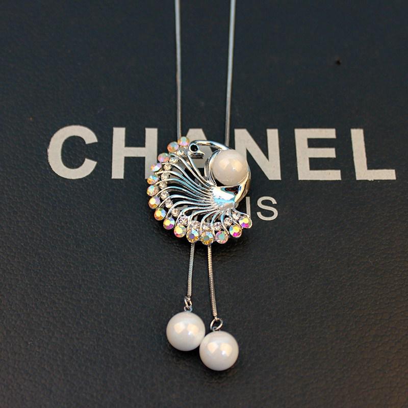 Herbst/Winter Engel Mädchen Blume Pullover Kettenhalskette: Koreanische Mode Persönlichkeit mit Pfauendesign für Frauen