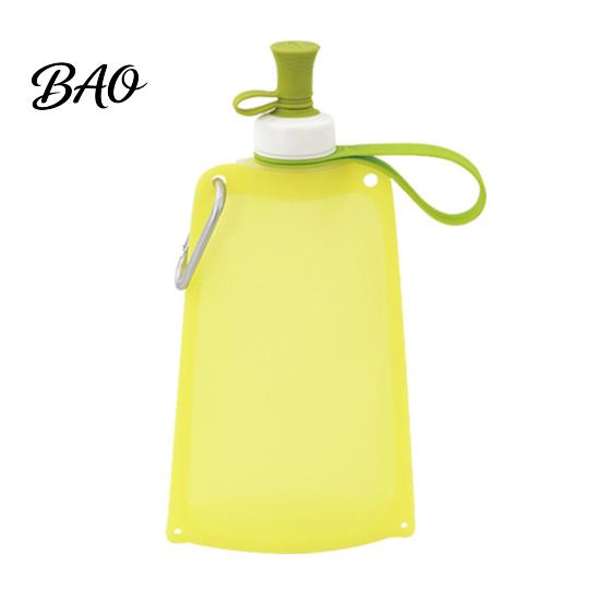 Silicone Travel Bottle 500ML Collapsible Water Bottle, Portable Folding Drinking Bag, Foldable Sport Pouch with Lanyard for Outdoor Hiking Cycling