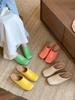 Fashion 2025 New Fashion Mules Grass Weaving Mid Heels Square Toe Women's Pumps Handmade Slippers Summer Shoes Runway Outdoor Lady Shoes