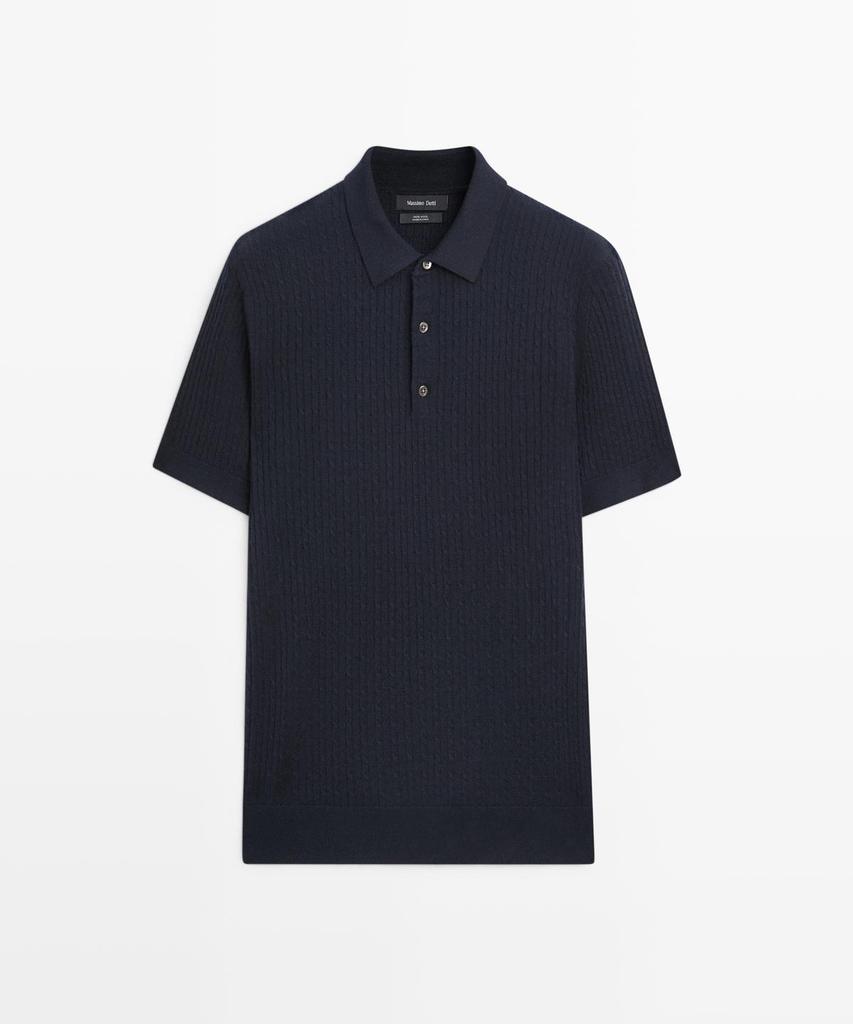 Masimodutti Merino Wool Knit Polo Sweater