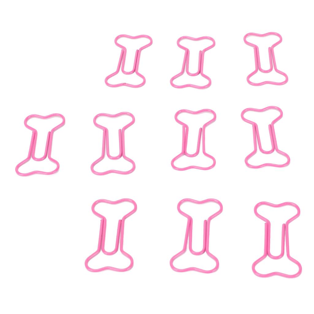 100pcs Paper Clips  Bone Shape Portable Small Cute Electroplating Metal Paper Clips for File Cla