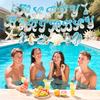 Ocean Beach Birthday Party Decorations Summer Beach Birthday Banner with 13pcs Nautical Seashell Seahorse Hanging Swirls for Coastal Beach Pool Party