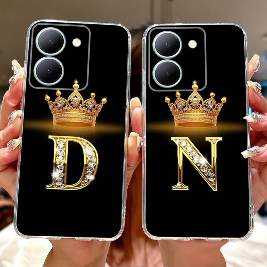 Fashion Letter Phone Case For Vivo Y36 5G (V2248) / Y27 5G (V2302) Clear TPU Slim Cover For Vivo Y36 Y27 5G Soft Silicone Cases