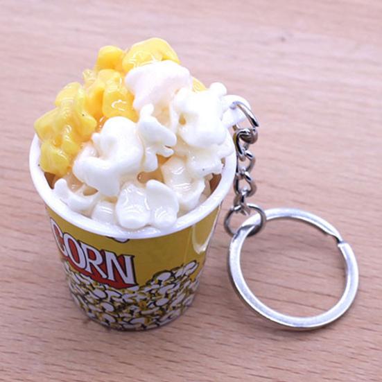 Creative Simulation Popcorn Bucket Keychain Mini Snack Cup Key Ring Pendant Gift