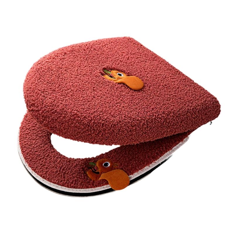 Soft Fiber Toilet Seat Protector Convenient Handle Design For Home Office Bathroom Comfortable Hygienic Solution красный