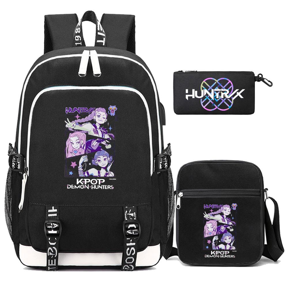 

3Pcs/set New Anime Kpop Printed Backpack with Pengcil Case Shoulder Bag for Teenager Girl Boy Bookbag Large Capacity Waterproof Travel Bag Kid Gift