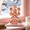 Wooden Craft Gift for Kids Christmas Ferris Wheel Desktop Ornament, 2D Gingerbread House Rotating Holiday Tabletop Decor Sign, Centerpiece Home Mantel
