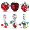 Copper Strawberry Cherry Fruit Series Charm Butterfly Spring Spacer Beads Suitable Fit Pan Original Bracelet