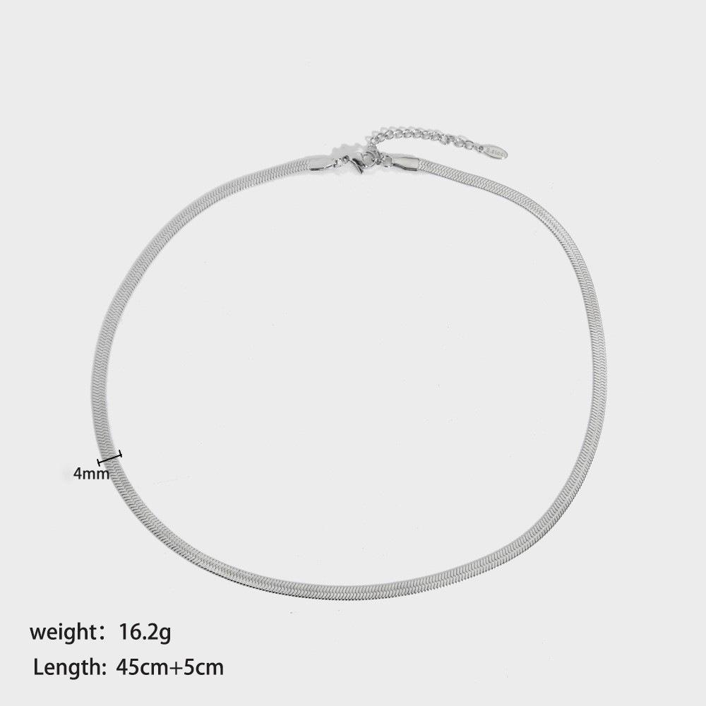 Halsband med platt ormkedja i 18K guld titanstål - Mångsidig europeisk och amerikansk stil för kvinnor