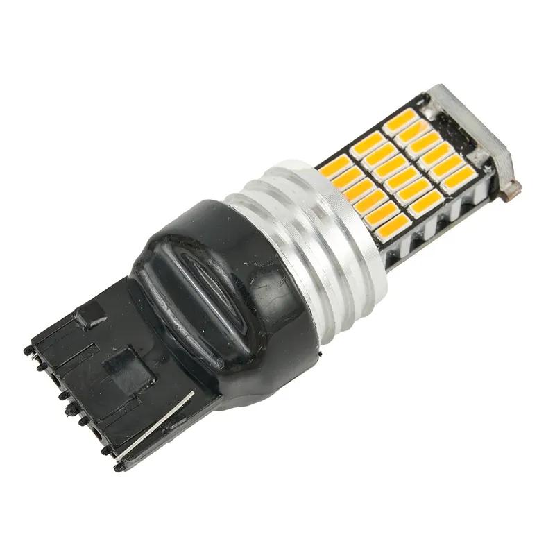 2 Pieces W21W T20 WY21W 7440 9V-18V Canbus Amber Car 45SMD LED Turn Signal Light Bulbs Taillight Brake Stop Lamp