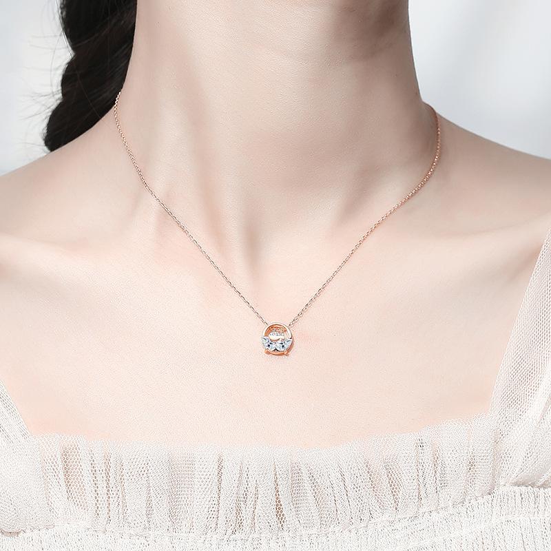 Le reste de votre vie a votre collier, sens du design de niche féminin, luxe léger, chaîne clavicule petit poisson diamant scintillant, cadeau de Saint-Valentin.
