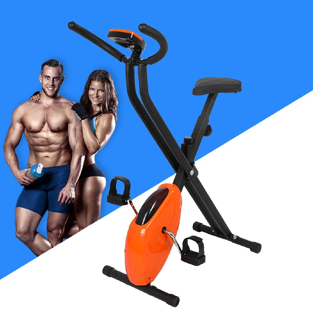 40*65*110cm Orange+Black Foldable Cardio Indoor Cycle LED Display Dynamic Bicycle Exercise Bicycle Spinning Cycling Training Equipment