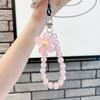 INS Candy Color Mobile Phone Lanyard Wrist Strap Women Girls Korean Beaded Flower Bracelet Anti-lost Case Bags Keys Pendant