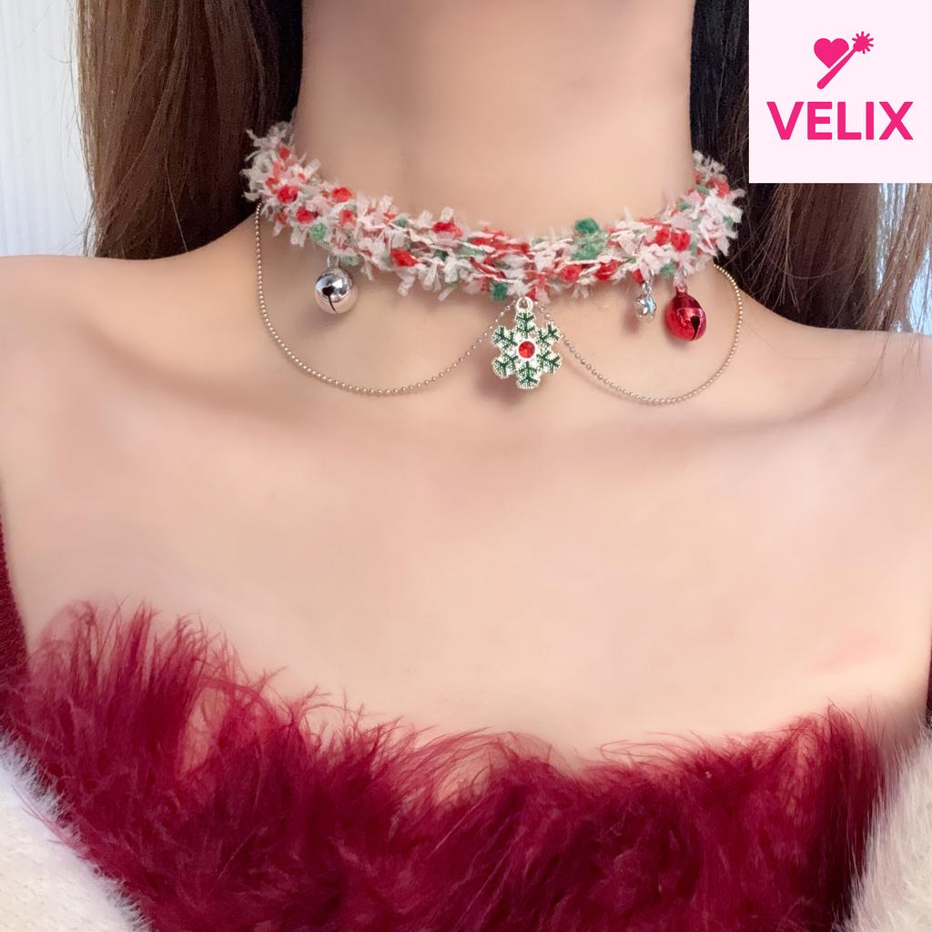 Women Winter Cross-border Christmas Neck Accessories Snowflake Tree Plush Choker Versatile Warm Daily Collarbone Chain