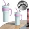 1.25L Insulated Mug Thermal Water Cup with Handle and Straw Portable Coffee Mug Stainless Steel Sports Bottle for Fitness Travel