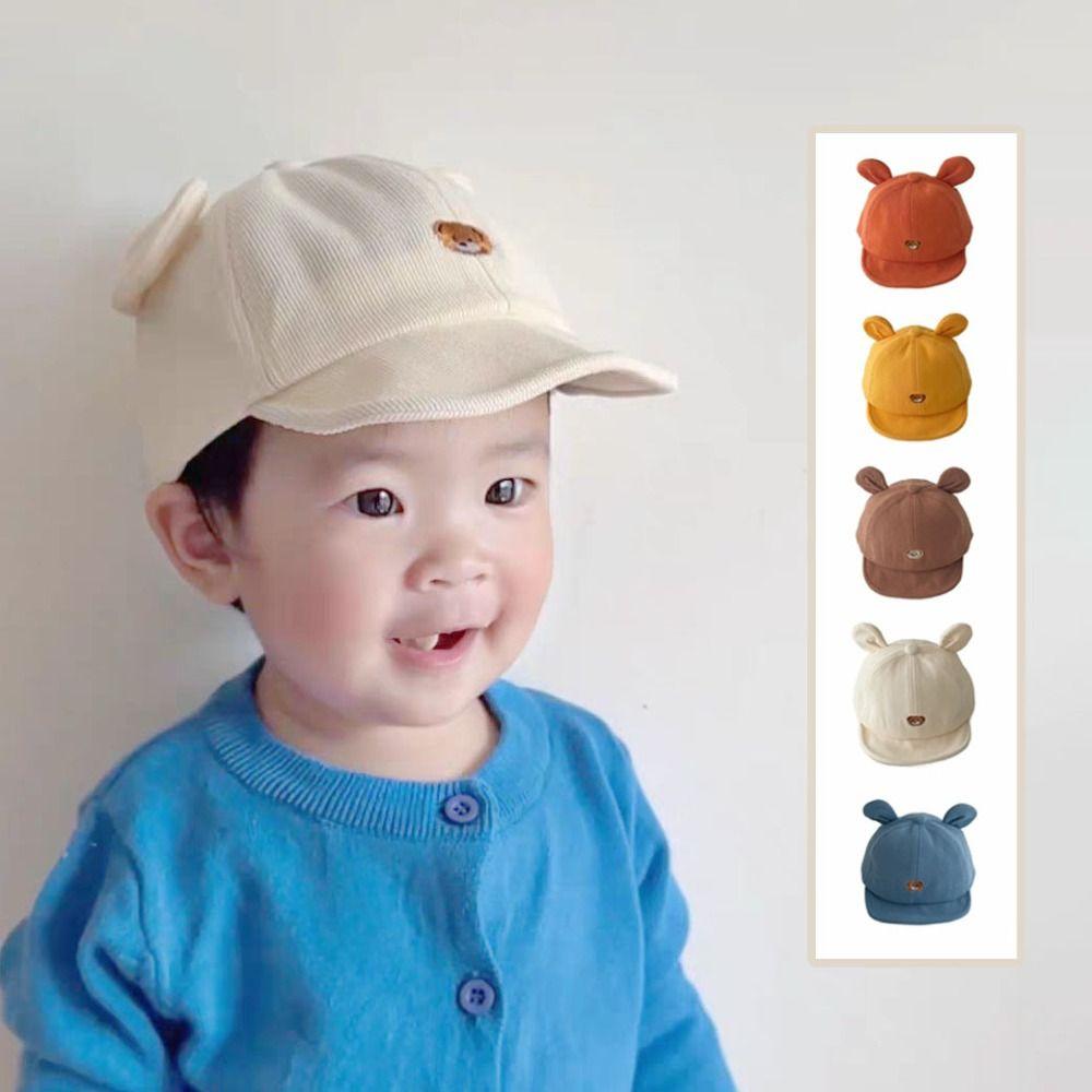 Bear Ear Baby Visor Hat Adjustable Infant Peaked Cap Warm Baby Sunhat  Winter
