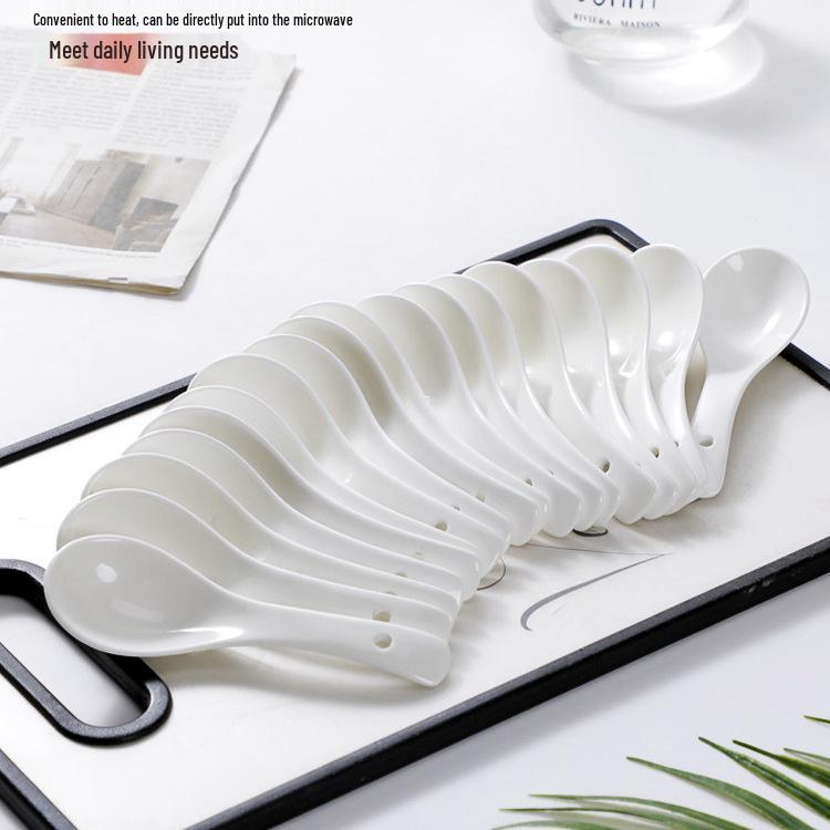 100 Pure White Small Ceramic Soup Bowls and Spoons Set for Home Use