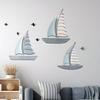 3Pcs/Set Wooden Sailboat Wall Art Nautical Sailing Ship Beach Lake House Living Room Bathroom Wall Decoration Coastal Theme Wall Hanging Decor