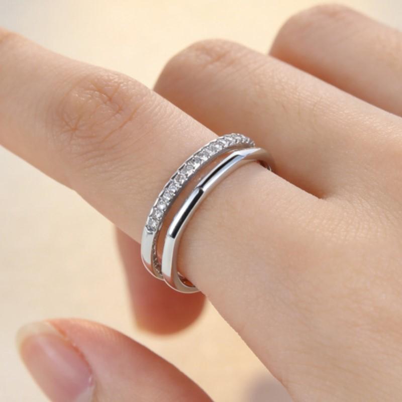 Ventfille Ring For Women Simple Geometric Handmade Irregular Retro Double Layered Cz Ring Allergy For Birthday Gift