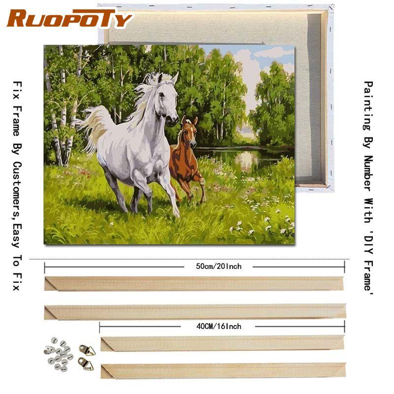 RUOPOTY With DIY Frame Animals DIY Painting By Numbers Acrylic Picture Hand Painted Oil Painting On Canvas For Home Decor Artwork