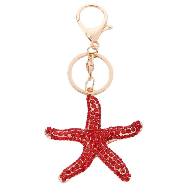 Elegant Crystals Embedded Sea Star Keychain Versatile Alloy Accessory for Women