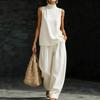 Women's Sleeveless Summer Two-piece: Loose Top & Wide-leg Pants Set 2026