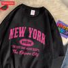 Legere Baumwoll-Damen-T-Shirts New York Queens Letterdruck-Tees Atmungsaktiv Locker Weich Kurzarm Mode Damenkleidung