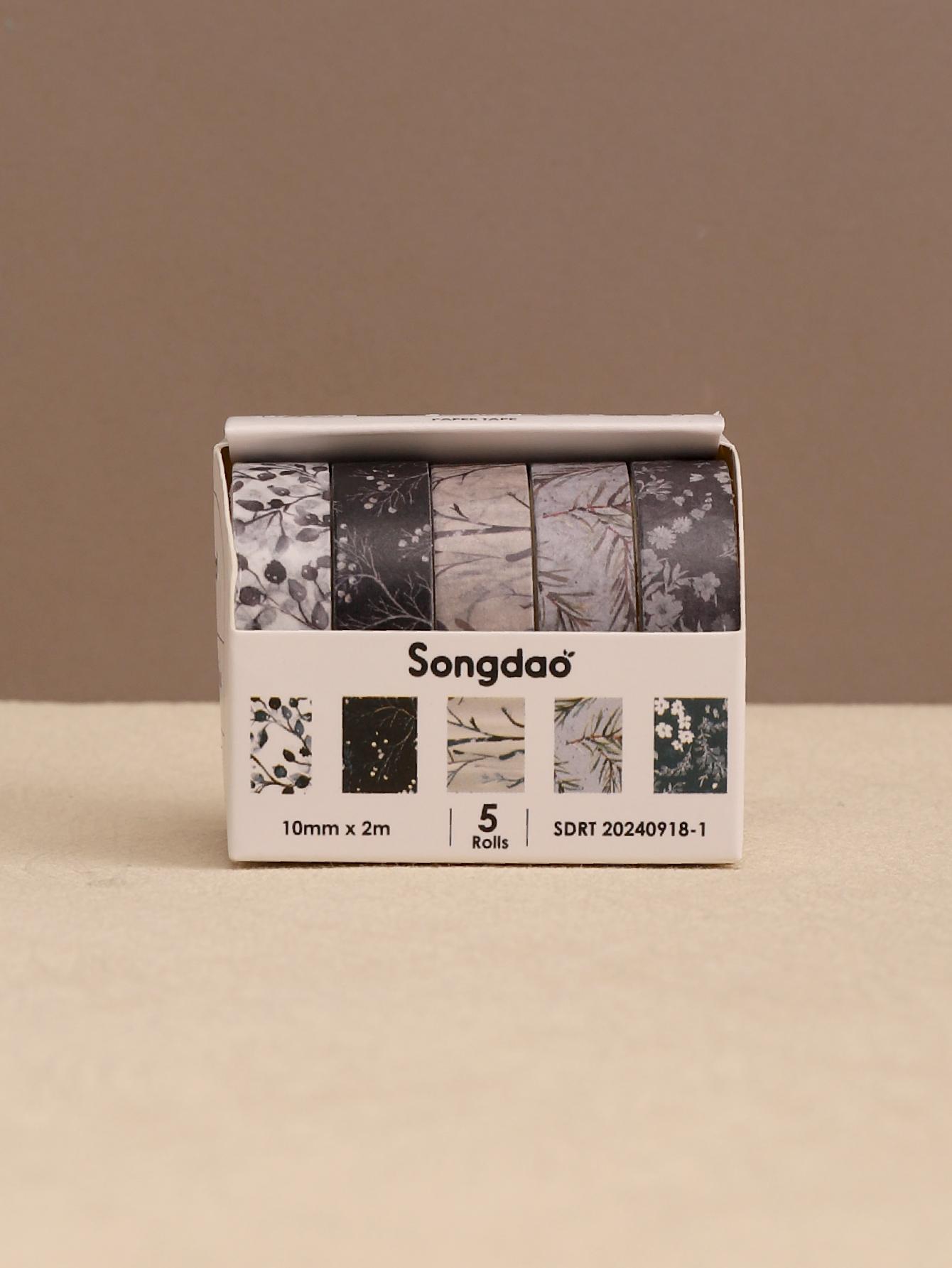 

5rolls/Box Winter Plant Washi Tape, Back To School Scrapbooking Supplies, And Decor,Washi Tapes Scrapbooking Supplies Stationary