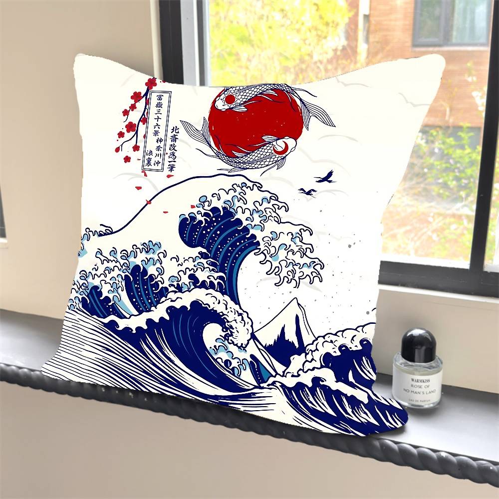 1 Stück Vintage Japanische Kunst Y2K Harajuku Kissenbezug Quadratisch Schlafzimmer Sofa Freizeit Komfort Kissen Auto Heimdekoration