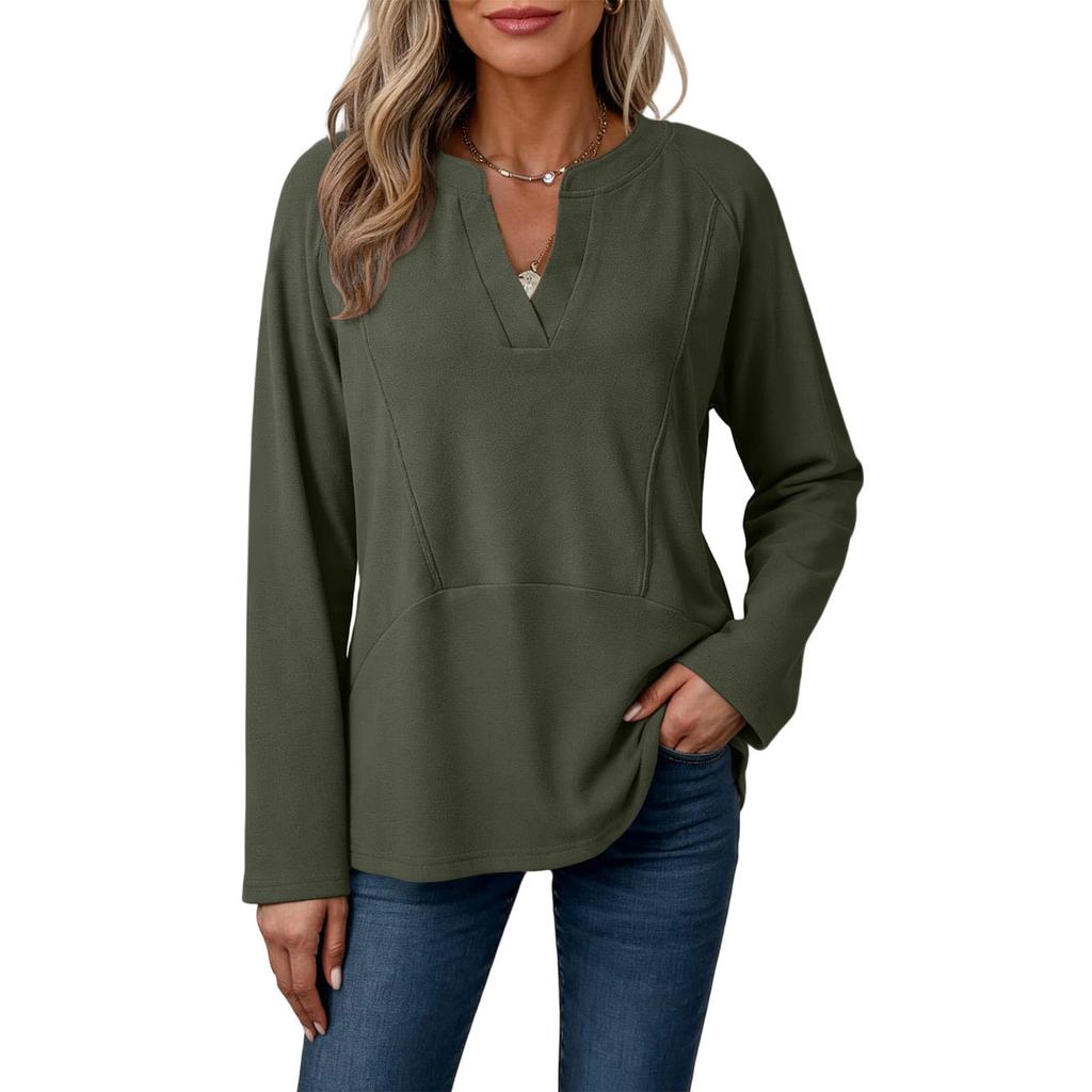 WomenV Neck Going OutCasual Blouse Long Sleeve Tops