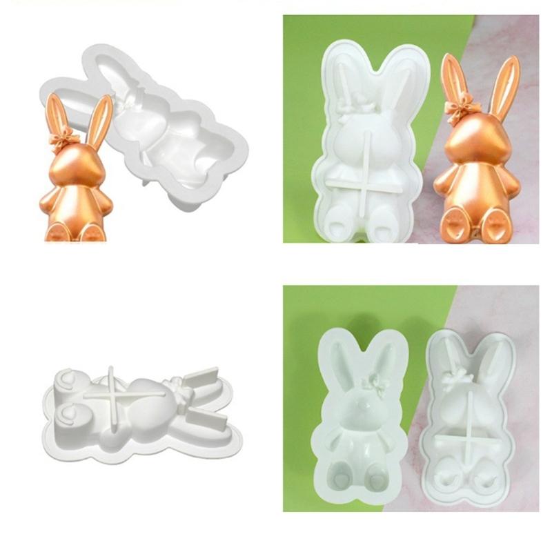Rabbit Chocolate Fondant Candle Silicone Molds Epoxy Resin DIY Ornaments Making Soap Melt Resin Clay Home Decorations