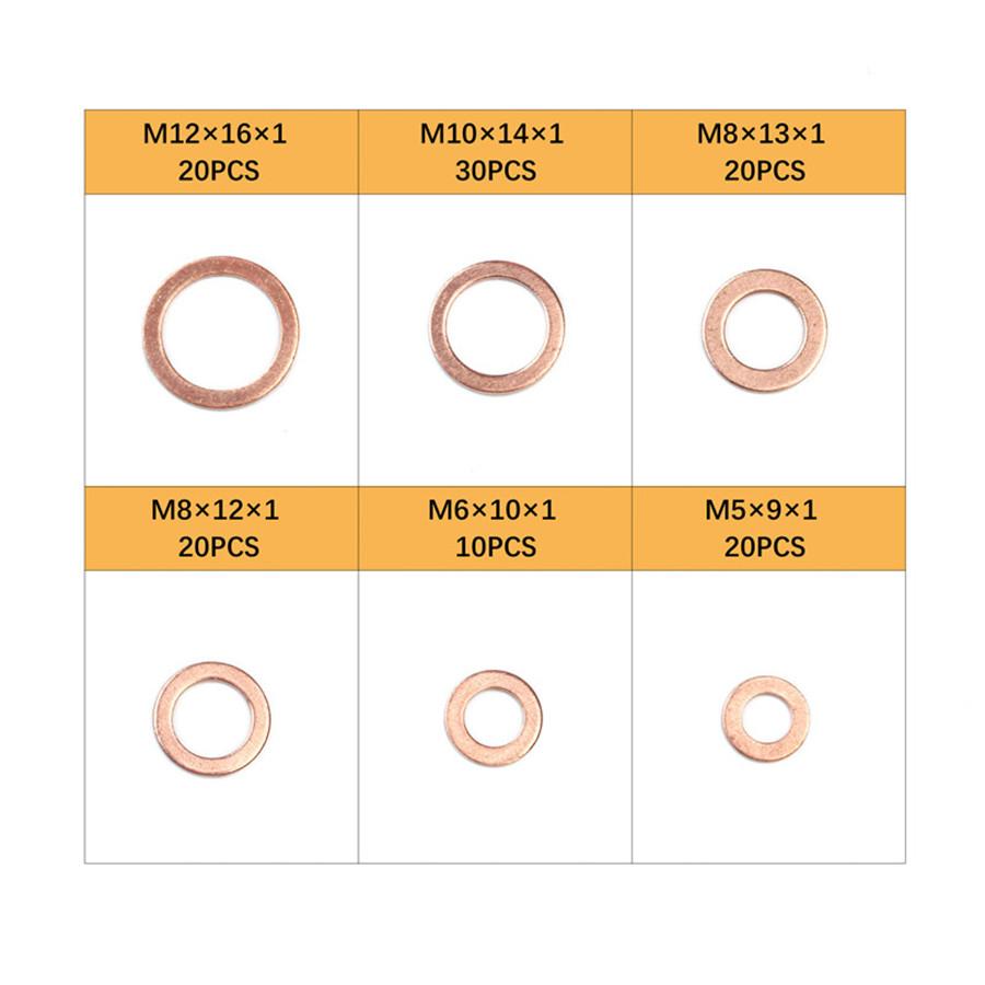 120Pcs M5 M6 M8 M10 M12 T3 Copper Sealing Washer For Boat Crush Washer Flat Seal